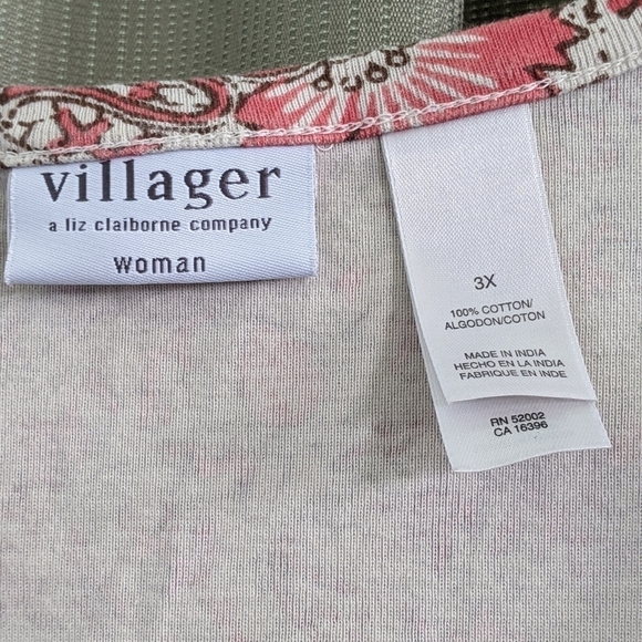 Villager (Liz Claiborne) peach paisley w/bead accents print tank Size 3X EUC - Picture 2 of 5